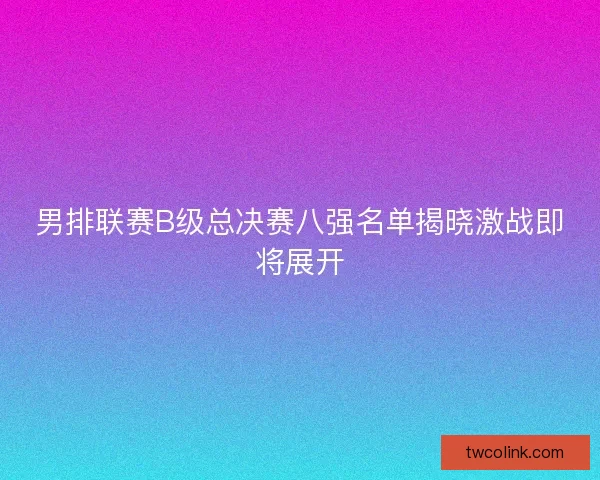 男排联赛B级总决赛八强名单揭晓激战即将展开