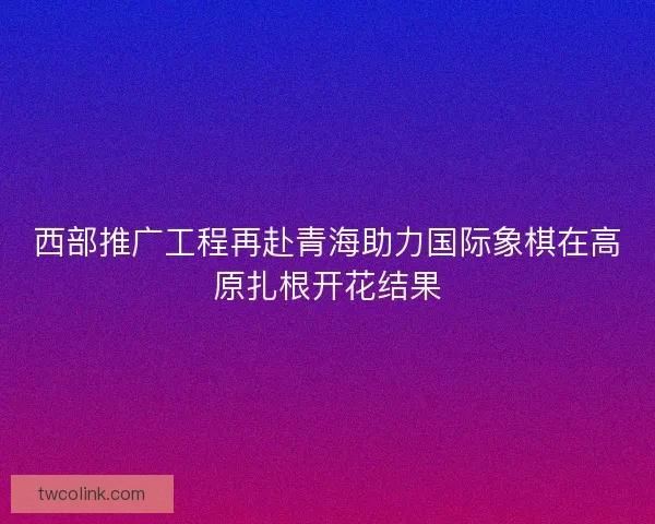 西部推广工程再赴青海助力国际象棋在高原扎根开花结果